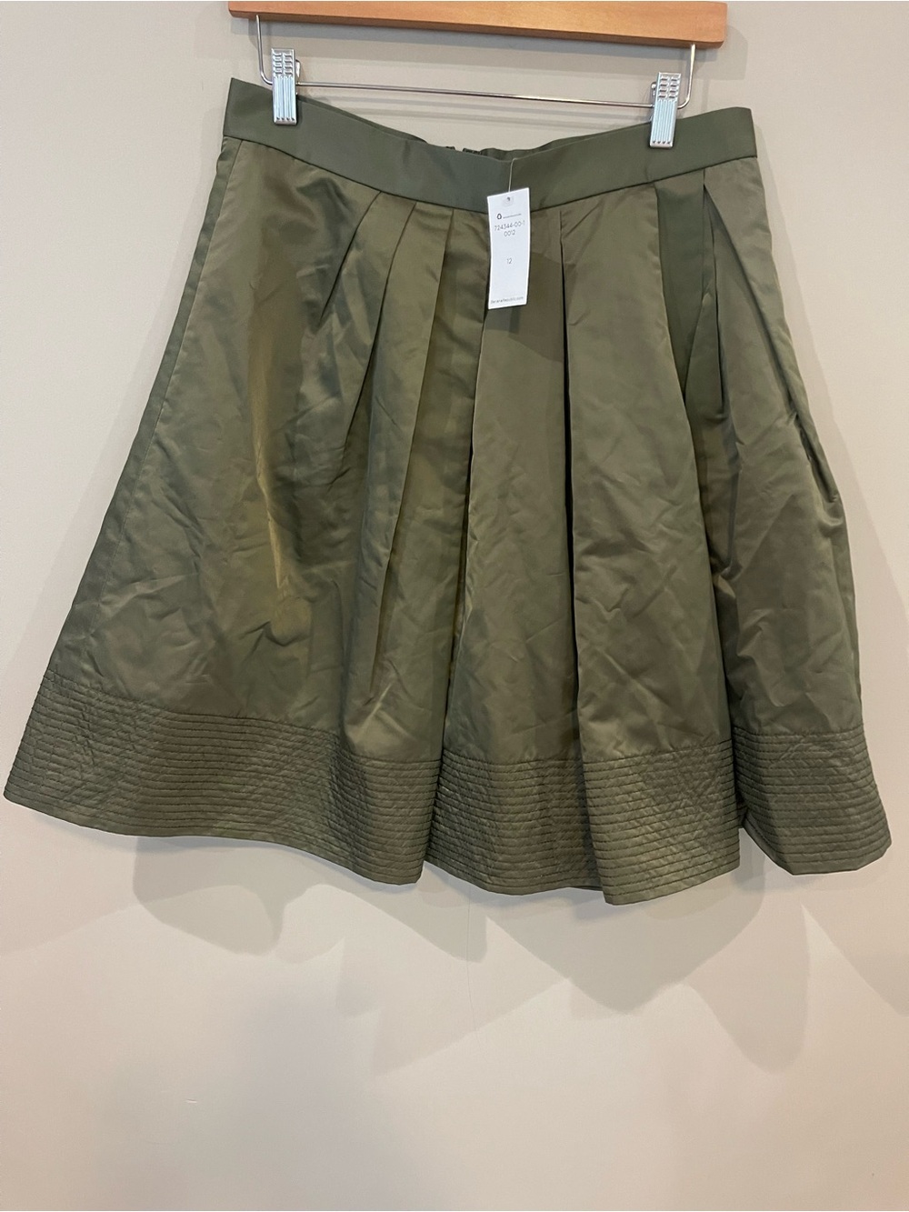 Banana Republic Olive Green Quilted-Hem Circle Skirt